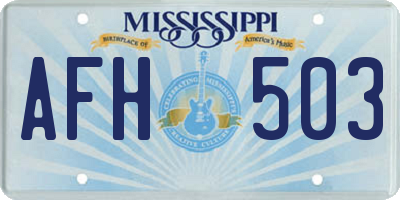 MS license plate AFH503
