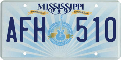MS license plate AFH510