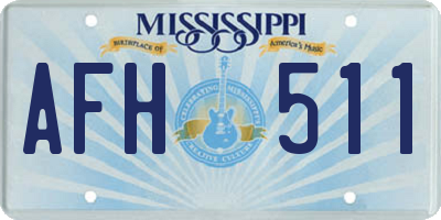 MS license plate AFH511