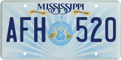 MS license plate AFH520