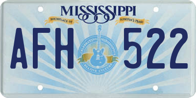 MS license plate AFH522