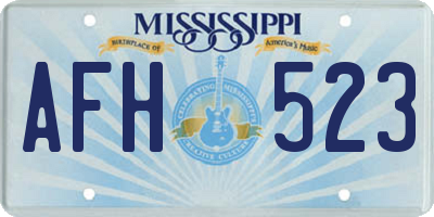 MS license plate AFH523