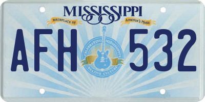 MS license plate AFH532