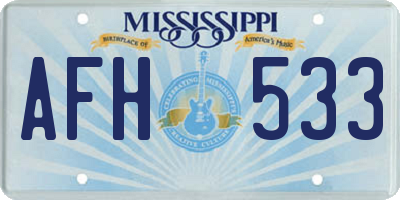 MS license plate AFH533