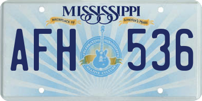 MS license plate AFH536