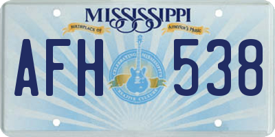 MS license plate AFH538