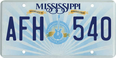MS license plate AFH540