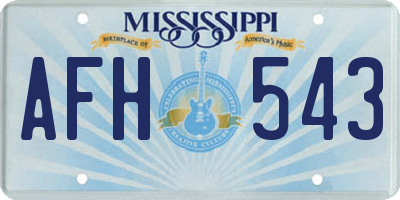 MS license plate AFH543