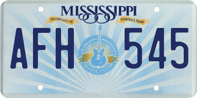 MS license plate AFH545