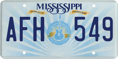 MS license plate AFH549