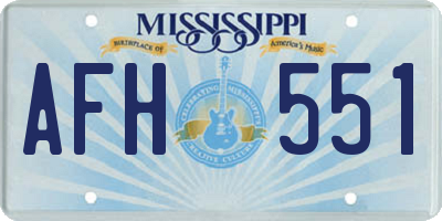 MS license plate AFH551