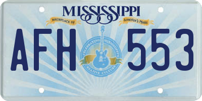 MS license plate AFH553