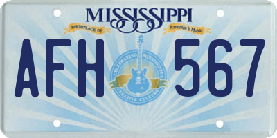 MS license plate AFH567