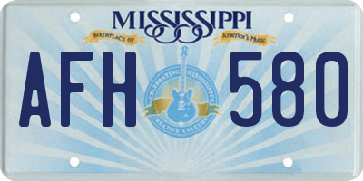 MS license plate AFH580