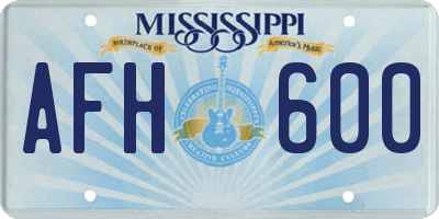 MS license plate AFH600