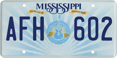MS license plate AFH602