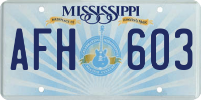 MS license plate AFH603
