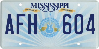 MS license plate AFH604