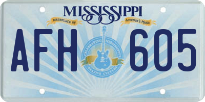 MS license plate AFH605