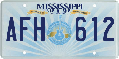 MS license plate AFH612