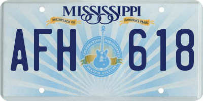 MS license plate AFH618