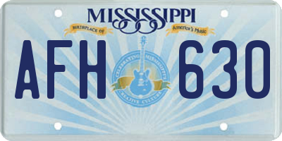 MS license plate AFH630
