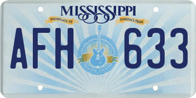 MS license plate AFH633