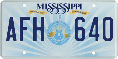 MS license plate AFH640