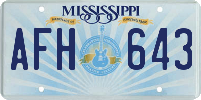 MS license plate AFH643
