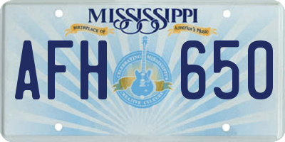MS license plate AFH650