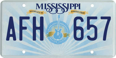 MS license plate AFH657