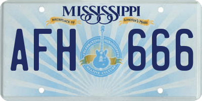 MS license plate AFH666