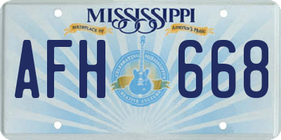 MS license plate AFH668