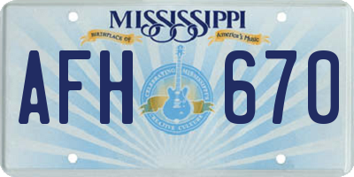 MS license plate AFH670