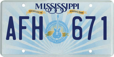 MS license plate AFH671