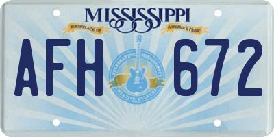 MS license plate AFH672