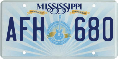 MS license plate AFH680