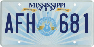 MS license plate AFH681