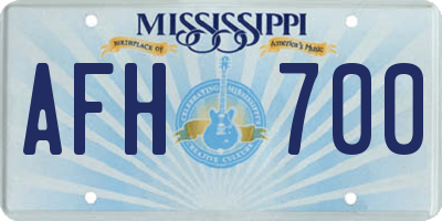 MS license plate AFH700