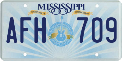MS license plate AFH709