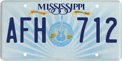 MS license plate AFH712