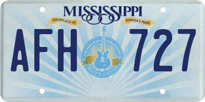 MS license plate AFH727