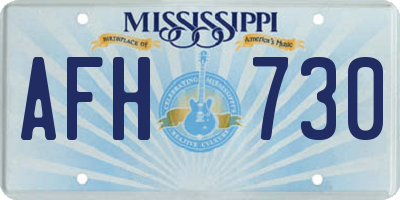 MS license plate AFH730