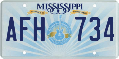 MS license plate AFH734