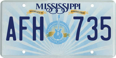 MS license plate AFH735