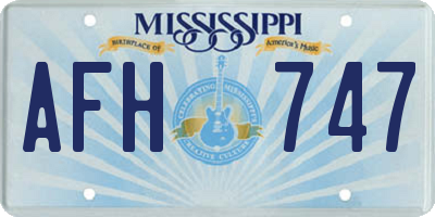 MS license plate AFH747