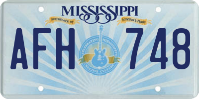 MS license plate AFH748