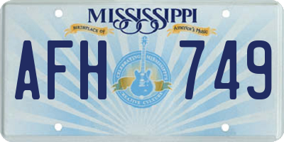 MS license plate AFH749