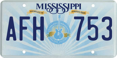MS license plate AFH753