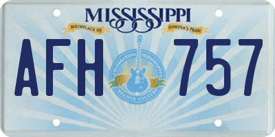 MS license plate AFH757